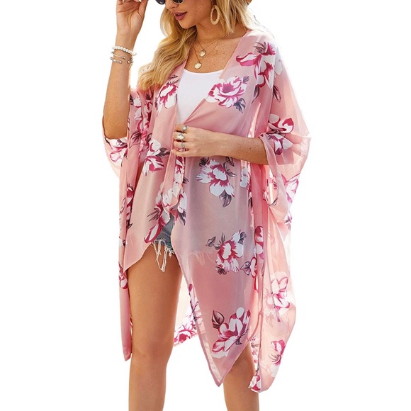 Other - Sheer Chiffon Floral Kimono